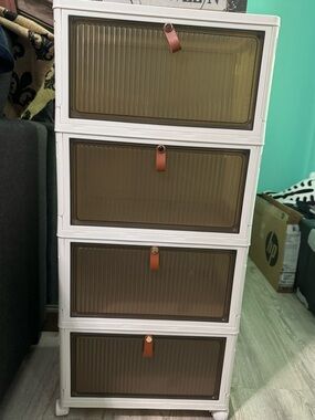 White Plastic 4-Drawer Storage Organizer with Wheels